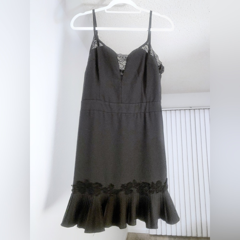Black Dress Lace & Flower Details